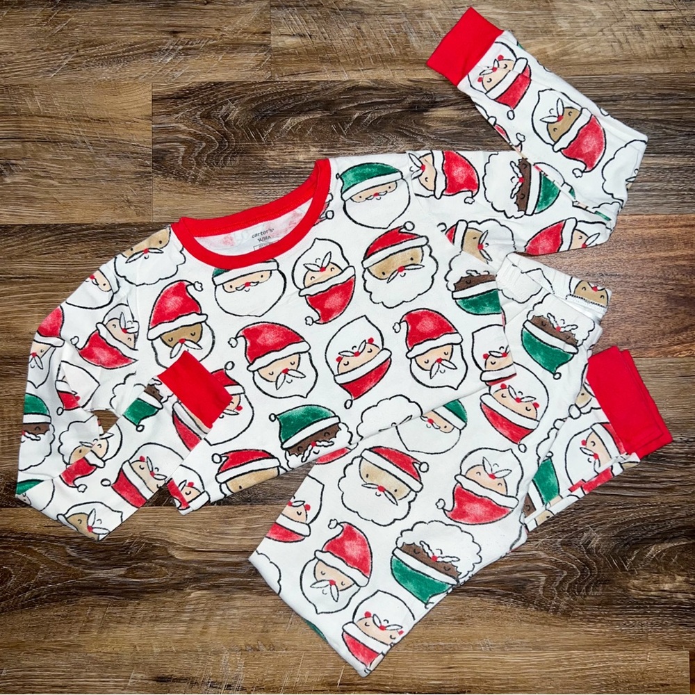 Carter’s Kids 2-Piece 100% Cotton Christmas Pajama Set - Santa, Size 14